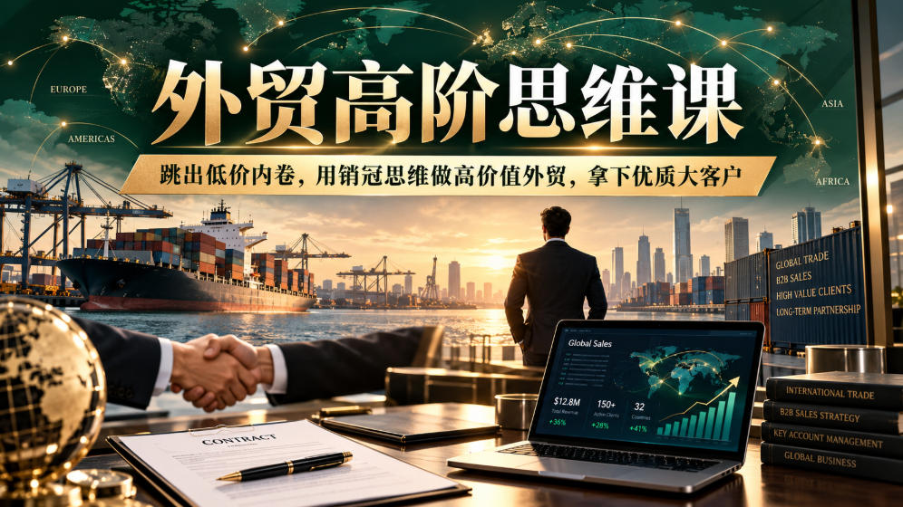 外贸高阶思维课,跳出低价内卷,用销冠思维做高价值外贸,拿下优质大客户采购|汽车产业|汽车配件|机加工企业家交流社群中心