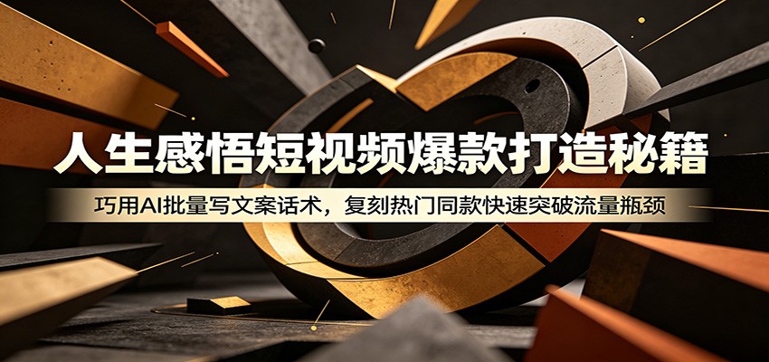 人生感悟短视频爆款打造秘籍：巧用A 批量写文案话术，复刻热门同款快速突破流量瓶颈采购|汽车产业|汽车配件|机加工企业家交流社群中心