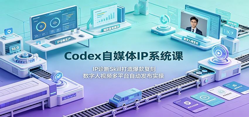 Codex自媒体IP系统课:IP诊断Skill打造爆款复刻,数字人视频多平台自动发布实操采购|汽车产业|汽车配件|机加工企业家交流社群中心