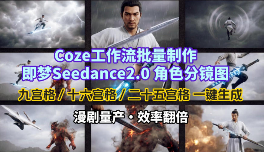 Coze工作流批量制作即梦Seedance2.0角色分镜图，九宫格-十六宫格-二十五宫格一键生成，漫剧量产，效率翻倍采购|汽车产业|汽车配件|机加工企业家交流社群中心