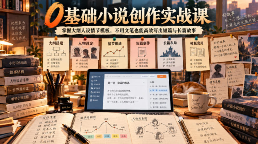 0基础小说创作实战课｜掌握大纲人设情节模板，不用文笔也能高效写出短篇与长篇故事采购|汽车产业|汽车配件|机加工企业家交流社群中心