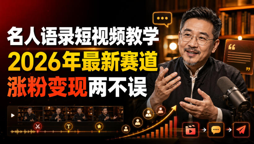 名人语录短视频教学,2026年最新赛道,涨粉变现两不误采购|汽车产业|汽车配件|机加工企业家交流社群中心