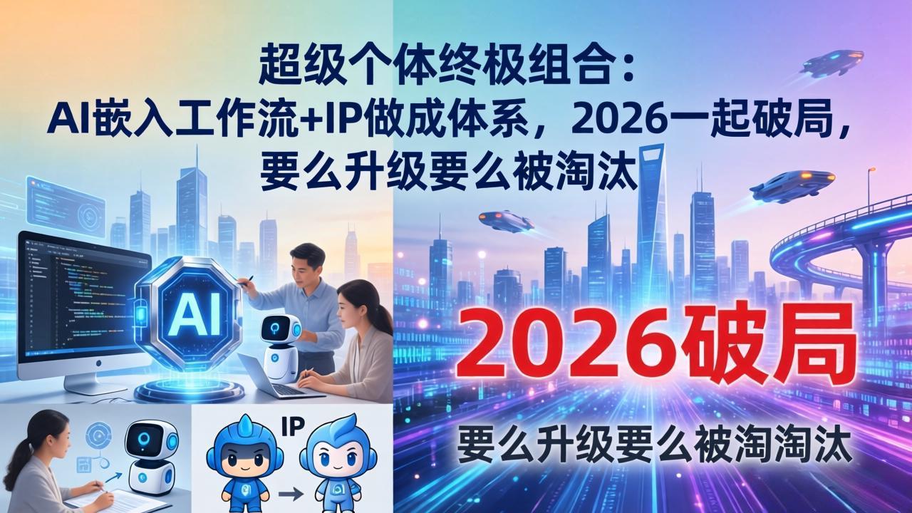 超级个体终极组合:AI嵌入工作流+IP做成体系,2026一起破局,要么升级要么被淘汰采购|汽车产业|汽车配件|机加工企业家交流社群中心