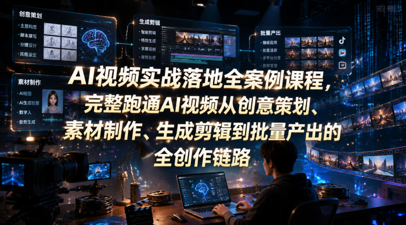 AI视频实战落地全案例课程，完整跑通AI视频从创意策划、素材制作、生成剪辑到批量产出的全创作链路采购|汽车产业|汽车配件|机加工企业家交流社群中心