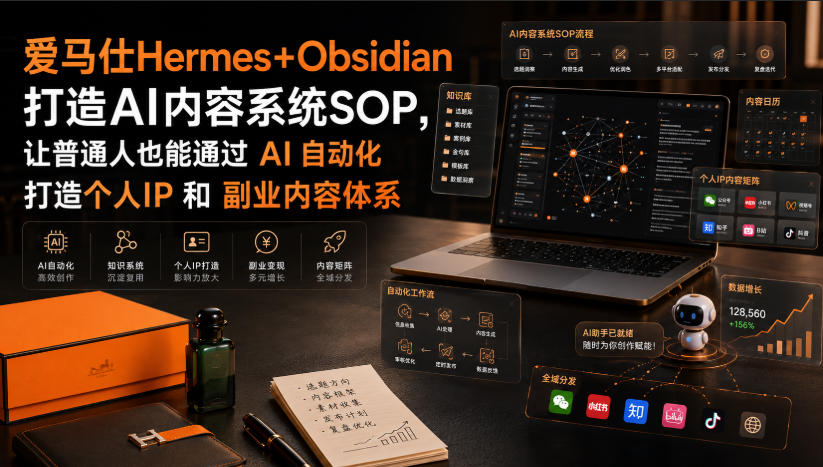 爱马仕Hermes+Obsidian打造AI内容系统SOP，让普通人也能通过 AI 自动化打造个人IP 和 副业内容体系采购|汽车产业|汽车配件|机加工企业家交流社群中心