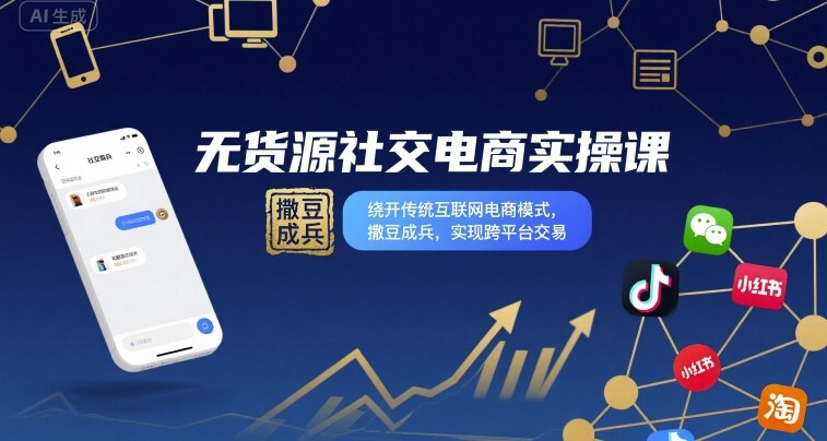 无货源社交电商实操课,绕开传统互联网电商模式,撒豆成兵,实现跨平台交易采购|汽车产业|汽车配件|机加工蚂蚁智酷企业交流社群中心