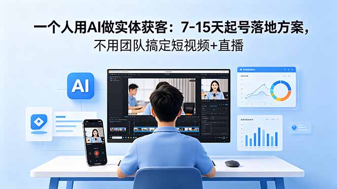 一个人用AI做实体获客:7-15天起号落地方案,不用团队搞定短视频+直播采购|汽车产业|汽车配件|机加工企业家交流社群中心