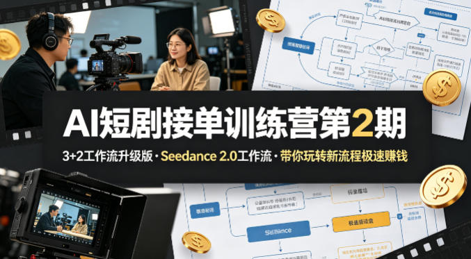 AI短剧接单训练营第2期,3+2工作流升级版,Seedance 2.0工作流,带你玩转新流程极速賺钱采购|汽车产业|汽车配件|机加工企业家交流社群中心