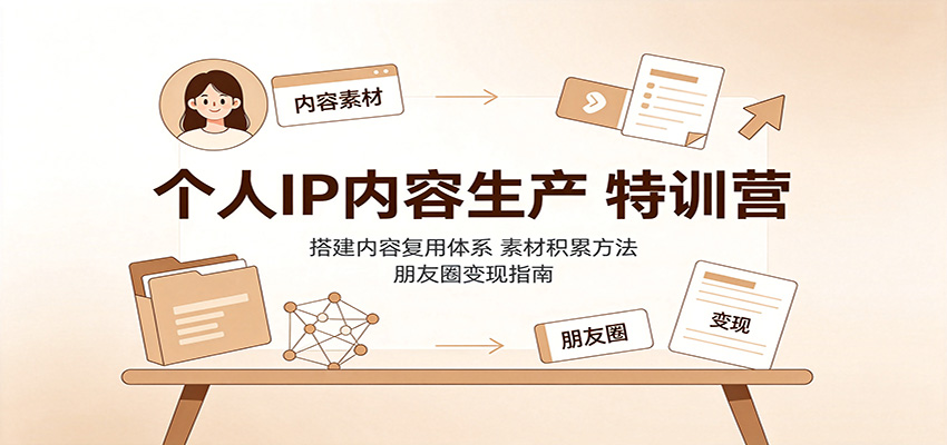 个人IP内容生产特训营：搭建内容复用体系，素材积累方法，朋友圈变现指南采购|汽车产业|汽车配件|机加工企业家交流社群中心