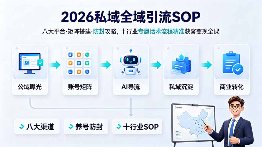 2026私域全域引流SOP｜八大平台·矩阵搭建·防封攻略，十行业专属话术流程精准获客变现全课采购|汽车产业|汽车配件|机加工企业家交流社群中心