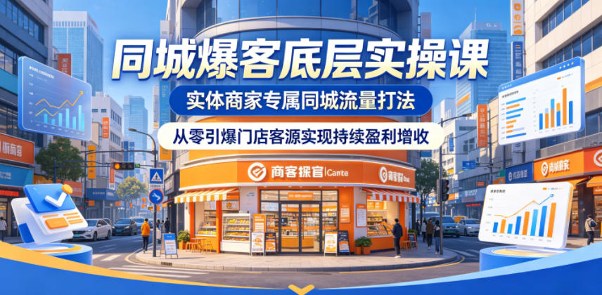 同城爆客底层实操课，实体商家专属同城流量打法，从零引爆门店客源实现持续盈利增收采购|汽车产业|汽车配件|机加工企业家交流社群中心