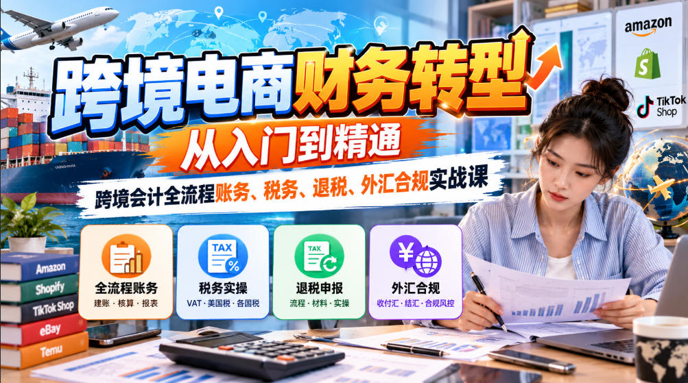 跨境电商财务转型：从入门到精通｜跨境会计全流程账务、税务、退税、外汇合规实战课采购|汽车产业|汽车配件|机加工企业家交流社群中心