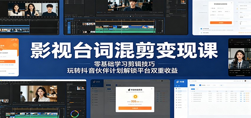 影视台词混剪变现课:零基础学习剪辑技巧,玩转抖音伙伴计划解锁平台双重收益采购|汽车产业|汽车配件|机加工企业家交流社群中心