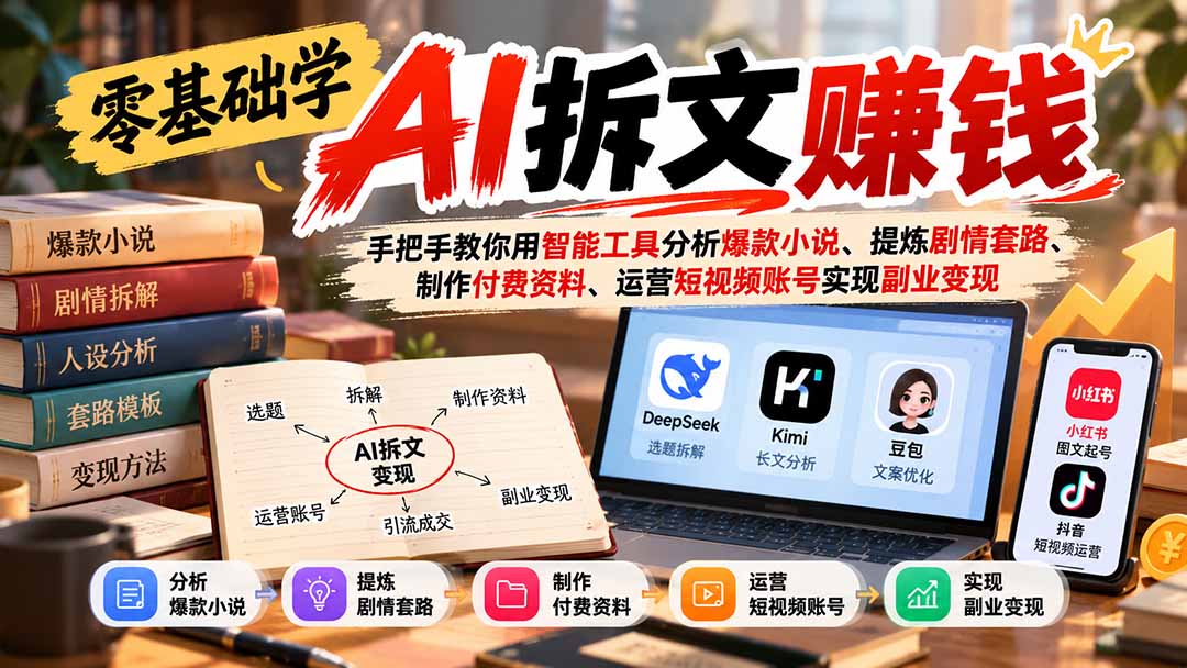 零基础学AI拆文赚钱:手把手教你用智能工具分析爆款小说、提炼剧情套路、制作付费资料、运营短视频账号实现副业变现采购|汽车产业|汽车配件|机加工企业家交流社群中心