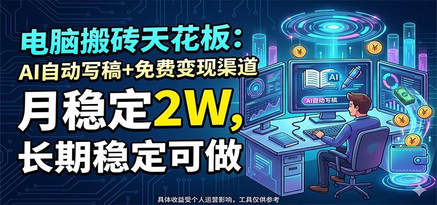电脑搬砖天花板：AI自动写稿+免费变现渠道，月稳定2W，长期稳定可做采购|汽车产业|汽车配件|机加工企业家交流社群中心