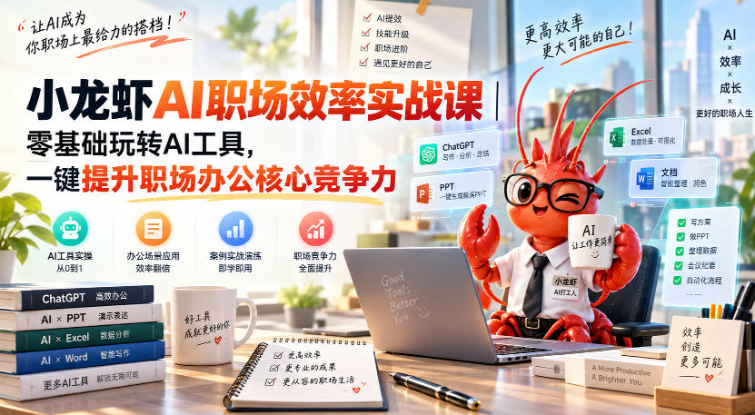 小龙虾AI职场效率实战课|零基础玩转AI工具,一键提升职场办公核心竞争力采购|汽车产业|汽车配件|机加工企业家交流社群中心
