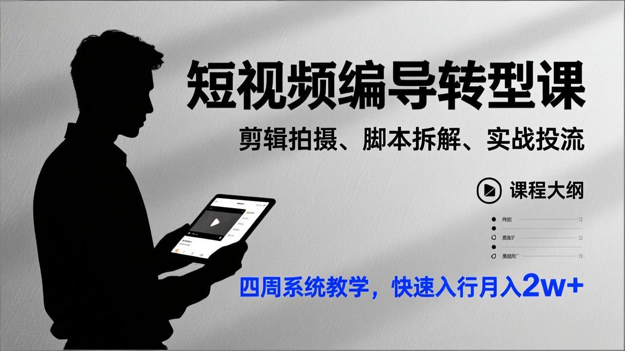 短视频编导转型课,剪辑拍摄、脚本拆解、实战投流,四周系统教学,快速入行月入2w+采购|汽车产业|汽车配件|机加工蚂蚁智酷企业交流社群中心