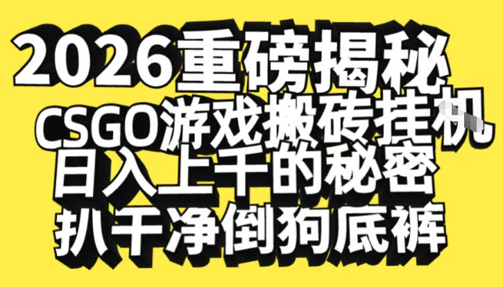 2026开年重磅解密,CSGO游戏搬砖挂G日入1k+的秘密,把倒狗的底裤扒干【揭秘】采购|汽车产业|汽车配件|机加工蚂蚁智酷企业交流社群中心