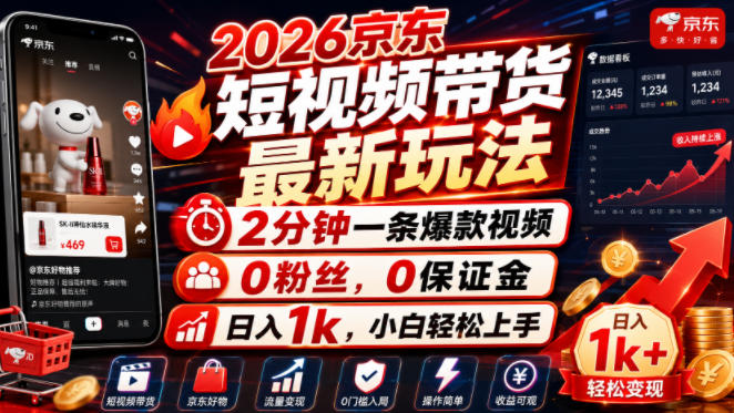 2026京东短视频带货最新玩法,2分钟一条爆款视频,0粉丝,0保证金,日入1k,小白轻松上手【揭秘】采购|汽车产业|汽车配件|机加工企业家交流社群中心