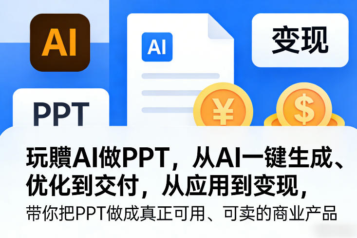 玩賺AI做PPT，从AI一键生成、优化到交付，从应用到变现，带你把PPT做成真正可用、可卖的商业产品采购|汽车产业|汽车配件|机加工蚂蚁智酷企业交流社群中心