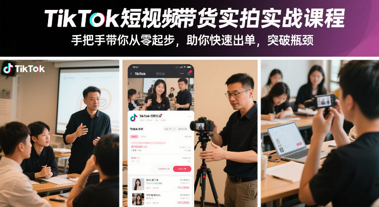 TikTok短视频带货实拍实战课程，手把手带你从零起步，助你快速出单，突破瓶颈采购|汽车产业|汽车配件|机加工蚂蚁智酷企业交流社群中心