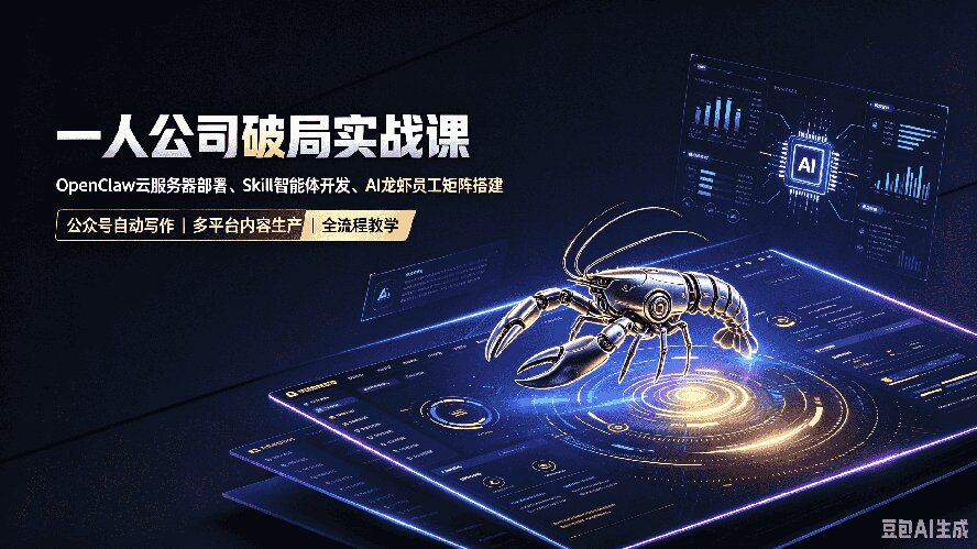 一人公司破局实战课｜OpenClaw云服务器部署、Skill智能体开发、AI龙虾员工矩阵搭建，公众号自动写作与多平台内容…采购|汽车产业|汽车配件|机加工企业家交流社群中心