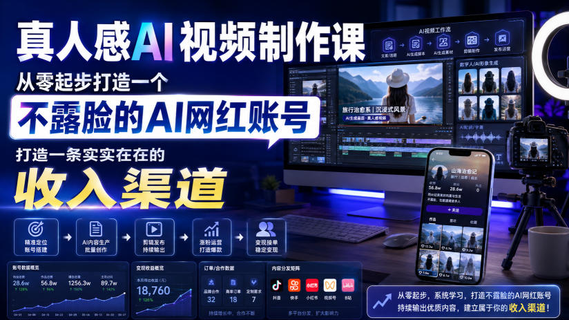 真人感AI视频制作课，从零起步打造一个不露脸的AI网红账号，打造一条实实在在的收入渠道【原创双语字幕】采购|汽车产业|汽车配件|机加工企业家交流社群中心