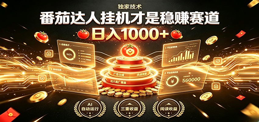 别再瞎找副业!番茄达人挂机才是稳赚赛道 日入1000+采购|汽车产业|汽车配件|机加工企业家交流社群中心