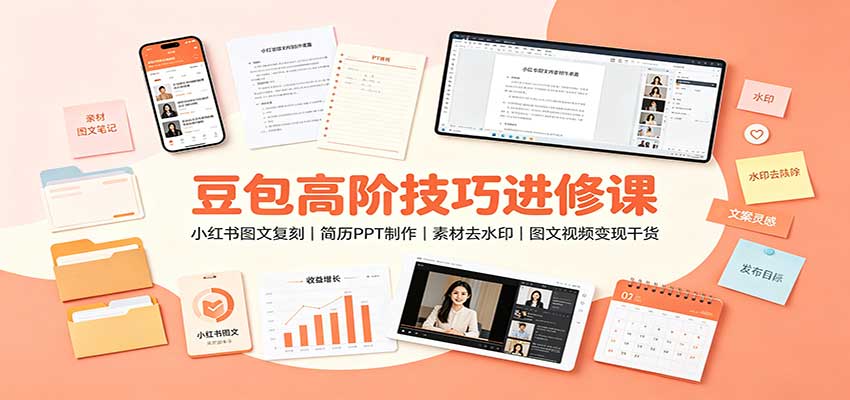 豆包高阶技巧进修课：小红书图文复刻，简历PPT制作，素材去水印，图文视频变现干货采购|汽车产业|汽车配件|机加工企业家交流社群中心