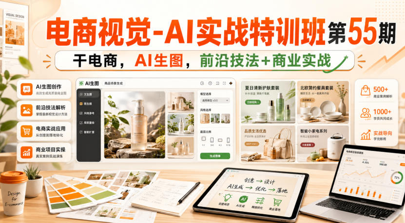 电商视觉-AI实战特训班第55期,干电商,AI生图,前沿技法+商业实战采购|汽车产业|汽车配件|机加工企业家交流社群中心