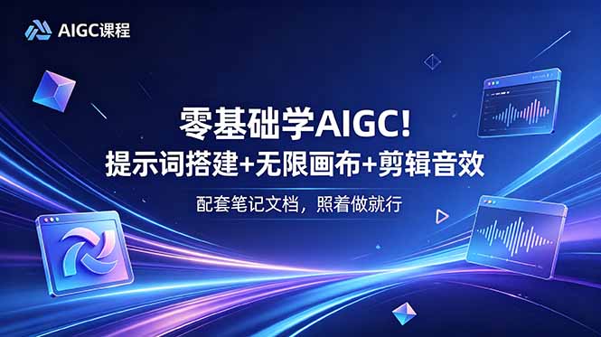 零基础学AIGC！提示词搭建+无限画布+剪辑音效，配套笔记文档，照着做就行采购|汽车产业|汽车配件|机加工企业家交流社群中心