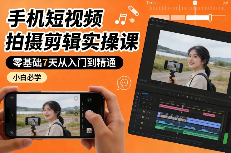 手机短视频拍摄剪辑实操课，零基础7天从入门到精通，小白必学采购|汽车产业|汽车配件|机加工蚂蚁智酷企业交流社群中心