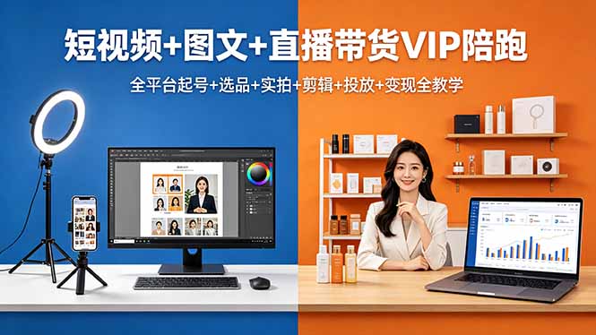 短视频+图文+直播带货VIP陪跑，全平台起号+选品+实拍+剪辑+投放+变现全教学采购|汽车产业|汽车配件|机加工企业家交流社群中心