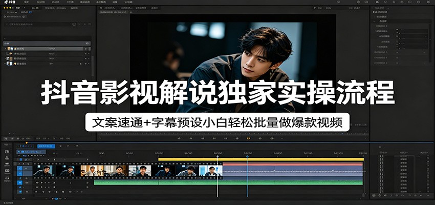 抖音影视解说独家实操流程，文案速通+字幕预设小白轻松批量做爆款视频采购|汽车产业|汽车配件|机加工企业家交流社群中心