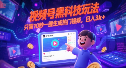 视频号黑科技玩法，只需10秒一键生成热门视频，日入3k+【揭秘】采购|汽车产业|汽车配件|机加工蚂蚁智酷企业交流社群中心