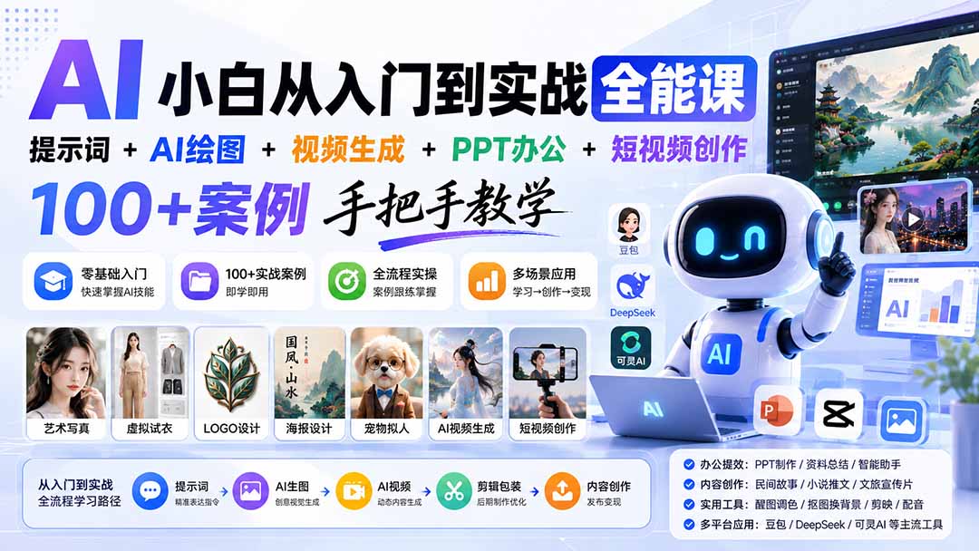 AI小白从入门到实战全能课:提示词+AI绘图+视频生成+PPT办公+短视频创作,100+案例手把手教学采购|汽车产业|汽车配件|机加工企业家交流社群中心