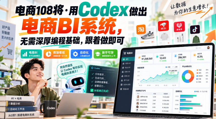 电商108将·用Codex做出电商BI系统,无需深厚编程基础,跟着做即可(更新1026)采购|汽车产业|汽车配件|机加工企业家交流社群中心