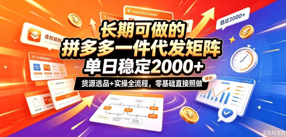 长期可做的拼多多一件代发矩阵,单日稳定2k+,货源选品+实操全流程,零基础直接照做【揭秘】采购|汽车产业|汽车配件|机加工企业家交流社群中心