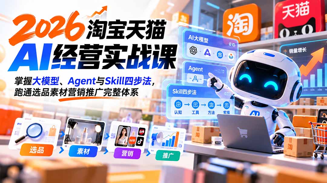 【无水印】2026淘宝天猫AI经营实战课：掌握大模型、Agent与Skill四步法，跑通选品素材营销推广完整体系采购|汽车产业|汽车配件|机加工企业家交流社群中心