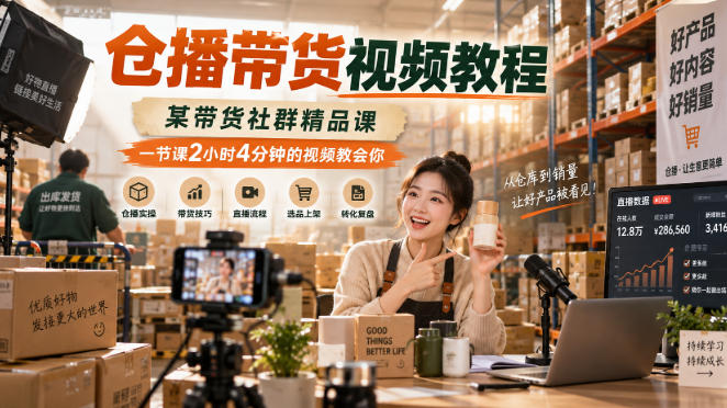 仓播带货视频教程，某带货社群精品课，一节课2小时4分钟的视频教会你采购|汽车产业|汽车配件|机加工企业家交流社群中心