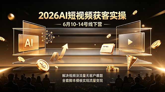2026AI短视频获客实操6月10-14号线下营,解决视频没流量无客户难题,全套脚本模板实现流量变现采购|汽车产业|汽车配件|机加工企业家交流社群中心