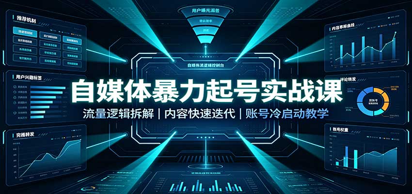 自媒体暴力起号实战课:流量逻辑拆解,内容快速迭代,账号冷启动教学采购|汽车产业|汽车配件|机加工企业家交流社群中心
