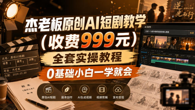 杰老板原创AI短剧教学(收费999元)，全套实操教程，0基础小白一学就会，非搬运技术采购|汽车产业|汽车配件|机加工企业家交流社群中心