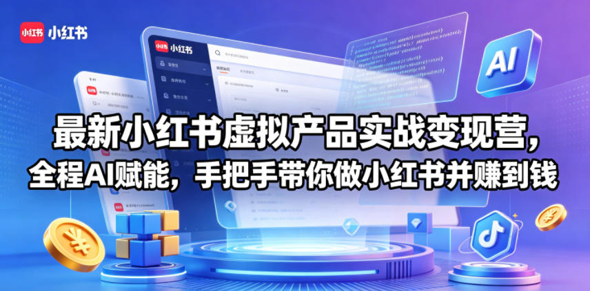 最新小红书虚拟产品实战变现营,全程AI赋能,手把手带你做小红书并赚到钱采购|汽车产业|汽车配件|机加工企业家交流社群中心
