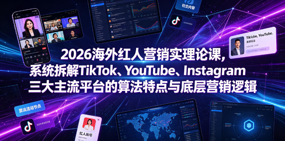 2026海外红人营销实理论课,系统拆解TikTok、YouTube、Instagram三大主流平台的算法特点与底层营销逻辑采购|汽车产业|汽车配件|机加工企业家交流社群中心