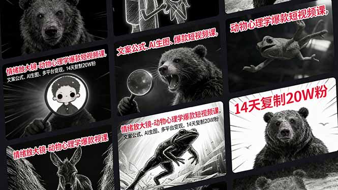 情绪放大镜-动物心理学爆款短视频课，文案公式、AI生图、多平台变现，14天复制20W粉采购|汽车产业|汽车配件|机加工蚂蚁智酷企业交流社群中心