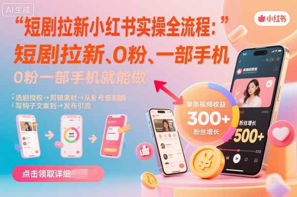 短剧拉新小红书实操全流程，0粉一部手机就可以做，详细教程采购|汽车产业|汽车配件|机加工蚂蚁智酷企业交流社群中心