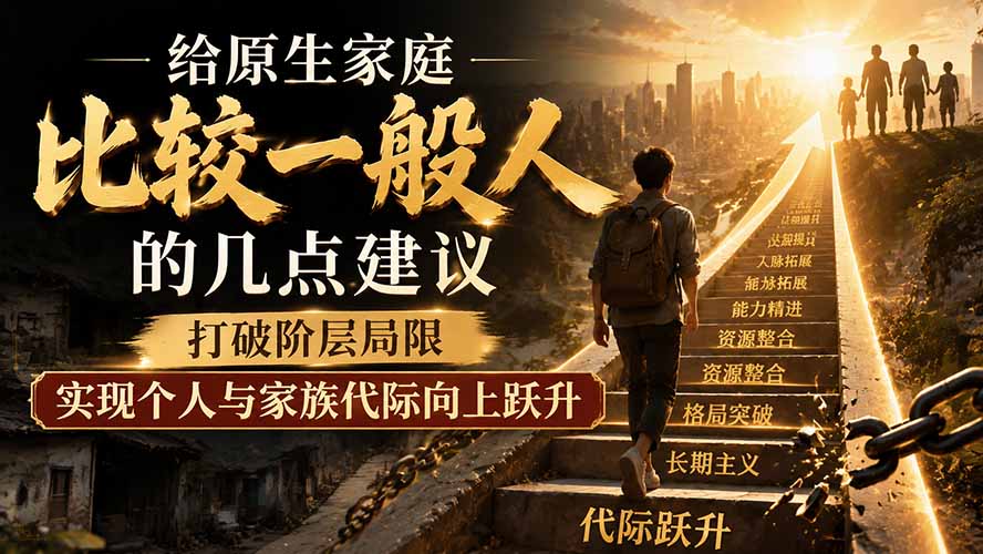 付费文章：给原生家庭比较一般人的几点建议，打破阶层局限，实现个人与家族代际向上跃升采购|汽车产业|汽车配件|机加工企业家交流社群中心