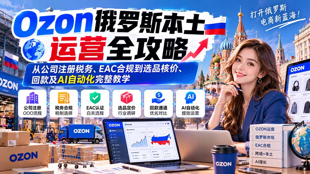 Ozon俄罗斯本土运营全攻略:从公司注册税务、EAC合规到选品核价、回款及AI自动化完整教学采购|汽车产业|汽车配件|机加工企业家交流社群中心