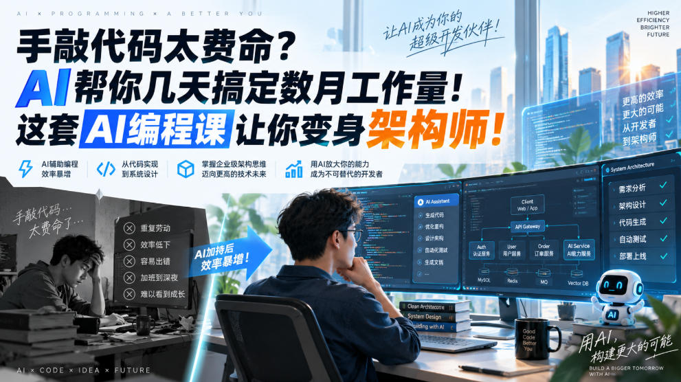 手敲代码太费命？AI帮你几天搞定数月工作量！这套AI编程课让你变身架构师！【原创双语字幕】采购|汽车产业|汽车配件|机加工企业家交流社群中心